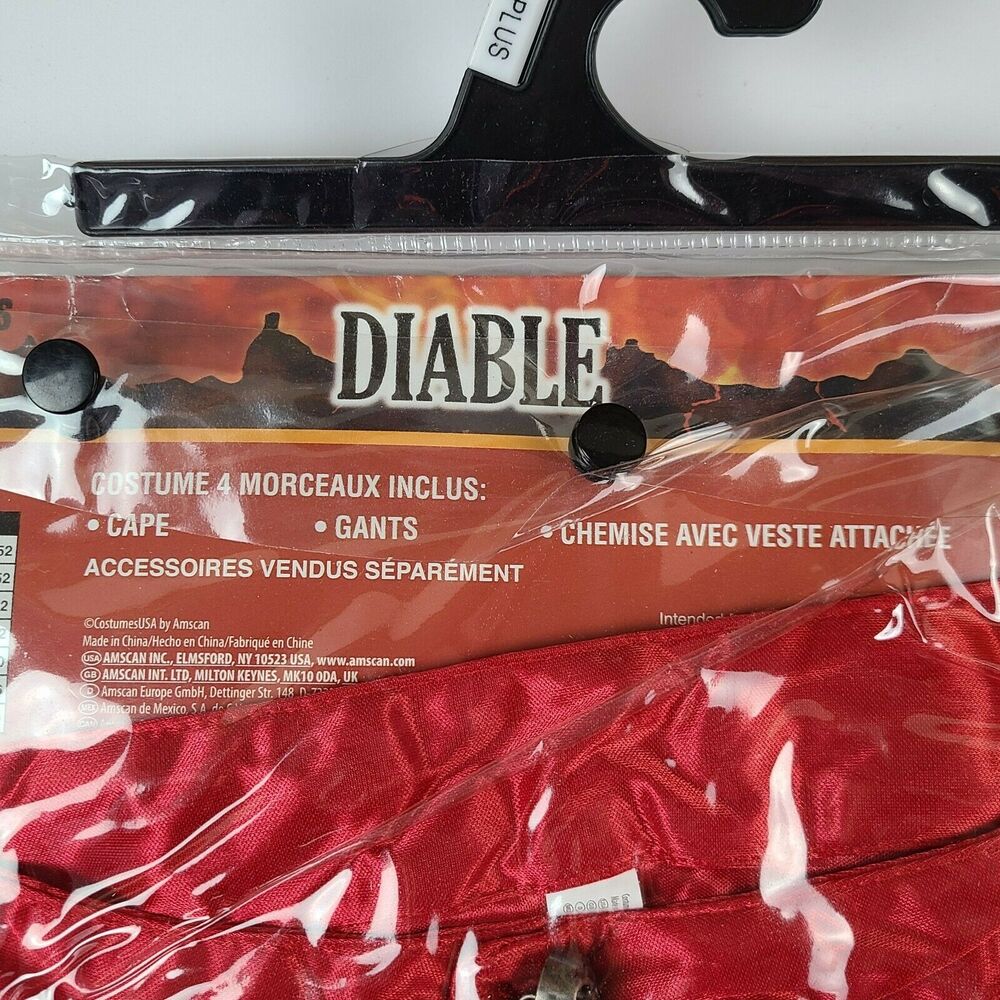 Mens Adult Deluxe Devil DIABLO COSTUME 48-52 NEW 4pc FLAME CAPE Glove SHIRT/VEST - Picture 4 of 7